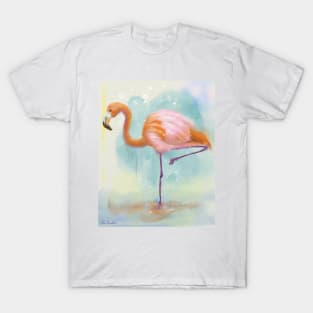 Dreamy Flamingo in Pastel - Watercolor painting T-Shirt